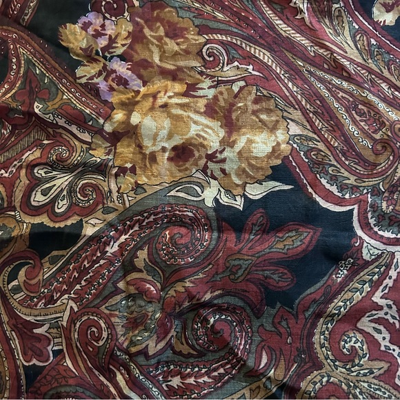 Brown paisley pattern silk scarf 12” x 60” - Picture 2 of 4